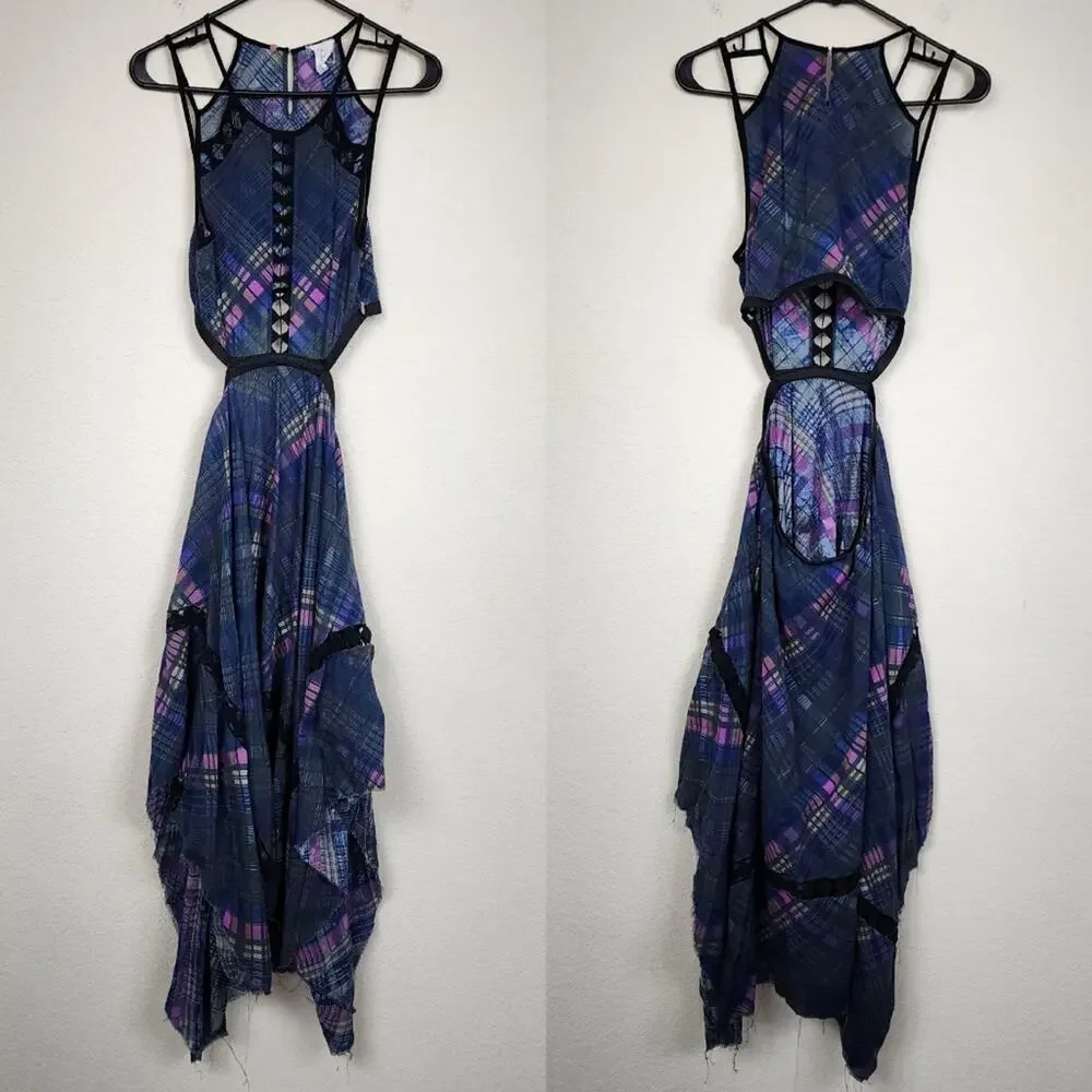 Free People FP ONE XS Asymmetrical Plaid Dress